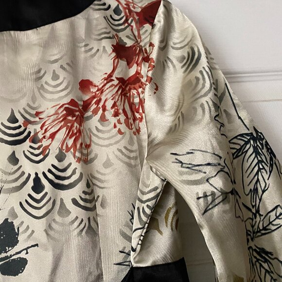 ESMERALDA Gold satin Japanese Oysho geisha belted Kimono Y2K Blouse *SMALL* - Picture 4 of 5